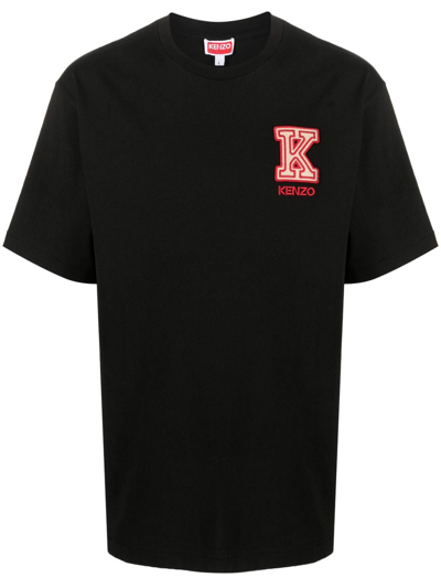 Kenzo Logo-patch Cotton T-shirt In Black