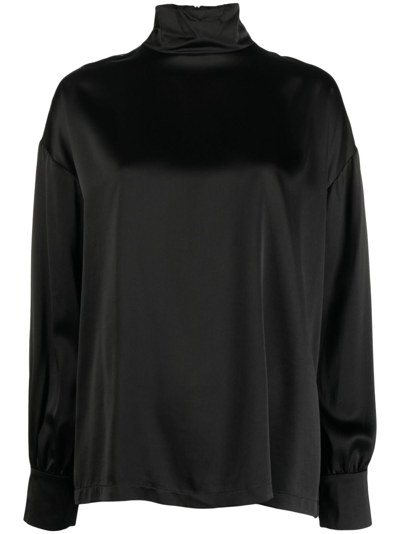 Fabiana Filippi High-neck Satin Blouse In Black  