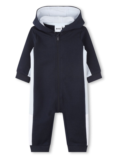 Bosswear Babies' Hooded Striped Jumpsuit In Blue