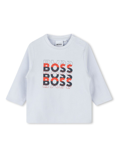 Bosswear Babies' Logo-print Long-sleeve T-shirt In Blue