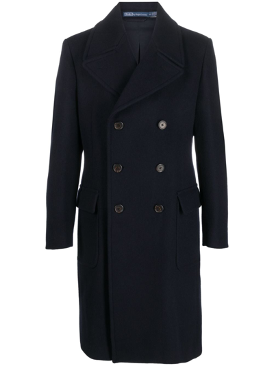 Polo Ralph Lauren Double Breasted Topcoat In Navy