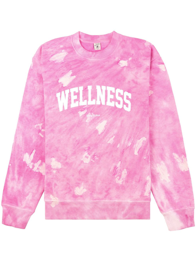 Sporty And Rich Wellness Ivy Printed Tie-dyed Cotton-jersey Sweatshirt In Pink