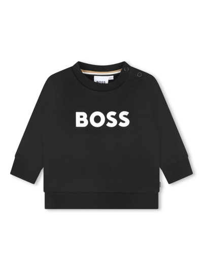 Bosswear Babies' Logo印花平纹针织卫衣 In Black