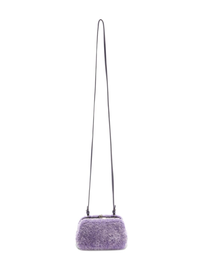 Jil Sander Goji Micro Shearling Shoulder Bag In Purple