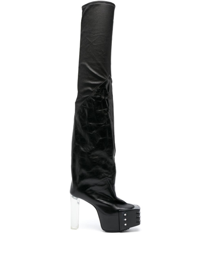 Rick Owens 135mm Block-heel Platform Boots In Negro