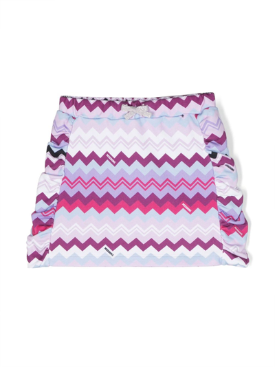 Missoni Kids' Zigzag-print Cotton Miniskirt In White