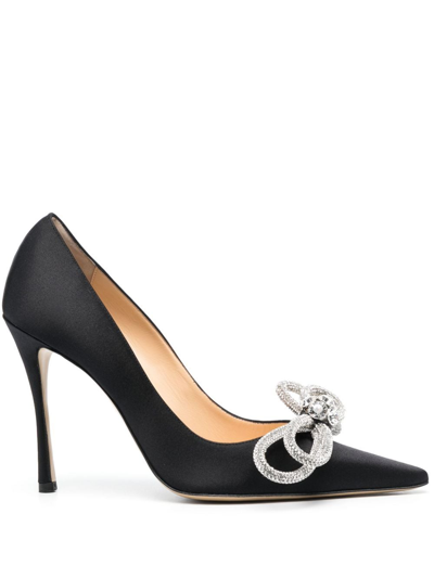Mach&mach Double Bow 105mm Satin Pumps In Black