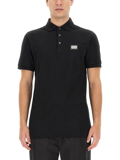 Dolce & Gabbana Polo With Logo In Black