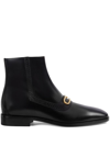 Gucci Leather Booties With Monogram Logo In Black