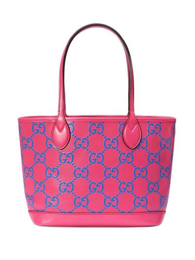 Gucci Gg-embossed Leather Tote Bag In Pink