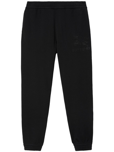 Burberry Embroidered Ekd Cotton Jogging Pants In Smoked Navy