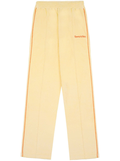 Sporty And Rich Logo-embroidered Cotton Track Pants In Gelb