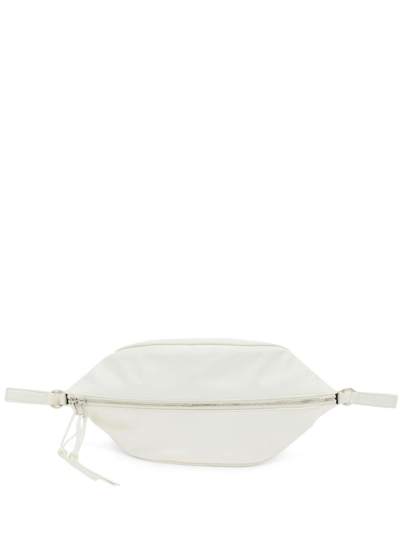 Jil Sander Logo-embossed Leather Shoulder Bag In Weiss