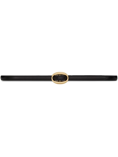Saint Laurent Oval-buckle Leather Belt In Schwarz