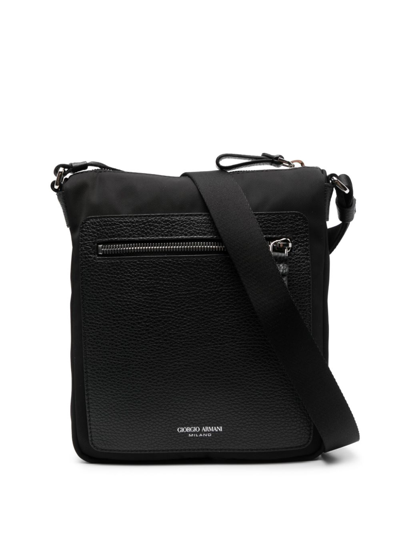 Giorgio Armani Logo-debossed Zip-fastening Shoulder Bag In Schwarz