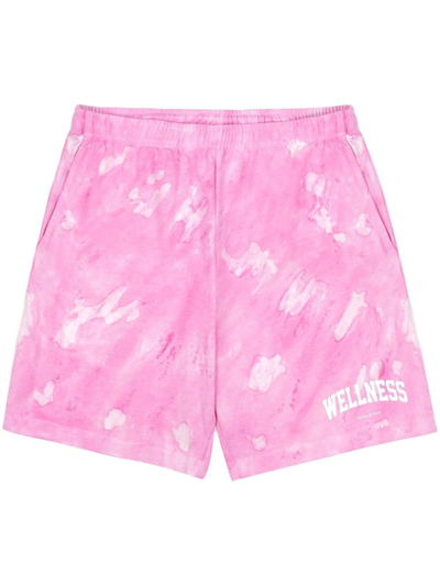 Sporty And Rich Wellness Ivy Printed Tie-dyed Cotton-jersey Shorts In Taffy