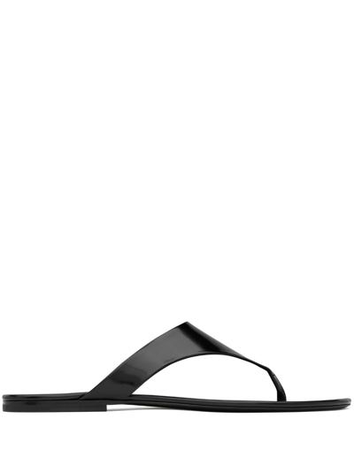 Saint Laurent Men's Kouros Sandals In Glazed Leather In Black