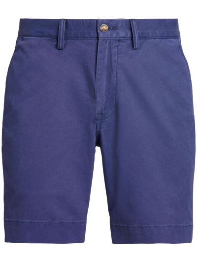 Polo Ralph Lauren Flat-front Cotton-blend Shorts In Blue