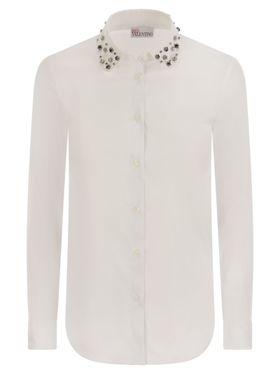RED VALENTINO COTTON SHIRT WITH STONES