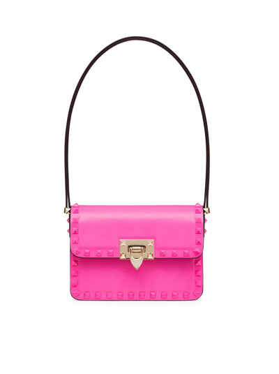 Valentino Garavani Rockstud23 Smooth Calfskin Shoulder Bag Woman Pink Pp Uni In Pink & Purple