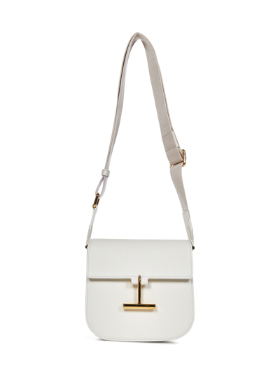 Tom Ford Tara Large Calf Grain Leather Shoulder Bag In White