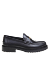 MOSCHINO LEATHER LOAFERS WITH LETTERING LOGO