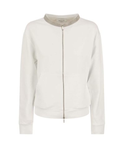 Fabiana Filippi Sweatshirt With Zip And Necklace In White