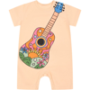 STELLA MCCARTNEY PINK ROMPER FOR BABY GIRL WITH GUITAR AND LOGO