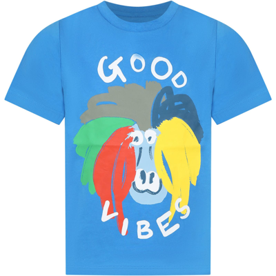 Stella Mccartney Kids' Graphic-print Cotton T-shirt In Blue
