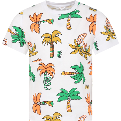 Stella Mccartney Kids' White T-shirt For Boy With Palm Trees