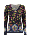 Etro Floral Patterned V-neck Knitted Top In Blu