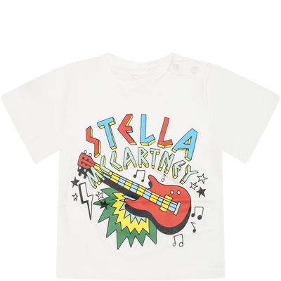 Stella Mccartney Kids Baby Boys Ivory Cotton Logo T-shirt