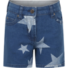 STELLA MCCARTNEY BLUE SHORTS FOR GIRL WITH STARS AND LOGO