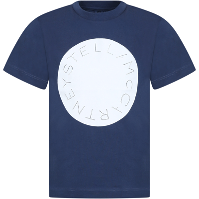 Stella Mccartney Blue T-shirt For Kids With Logo