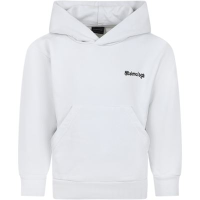 Balenciaga Kids' Hoodie Classic In White