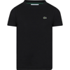LACOSTE BLACK T-SHIRT FOR BOY WITH CROCODILE