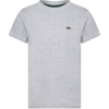 LACOSTE GREY T-SHIRT FOR BOY WITH CROCODILE