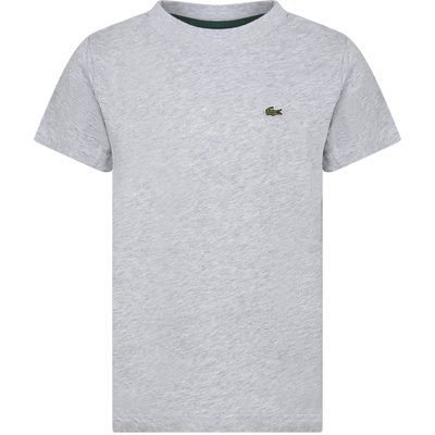 Lacoste Kids' Grey T-shirt For Boy With Crocodile