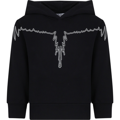 Marcelo Burlon County Of Milan Kids' Black Sweatshirt For Boy With Wings In Black White