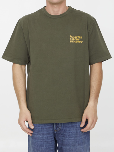 Moncler Cotton T-shirt With Logo In Dark Green