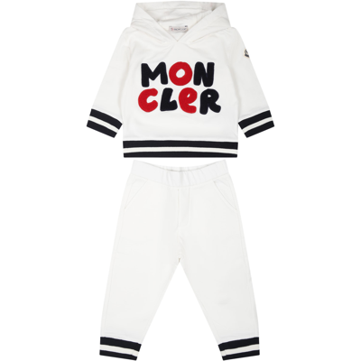 Moncler Kids' White Set For Baby Boy With Logo