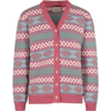 Gucci Pink Cardigan For Girl With Double G In Multicolor