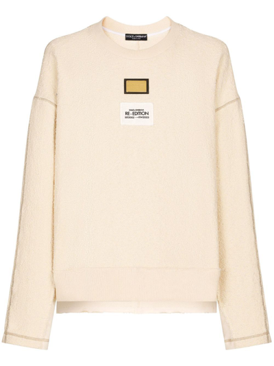 Dolce & Gabbana Re-edition Label Patchwork Jersey Sweatshirt In Multicolor