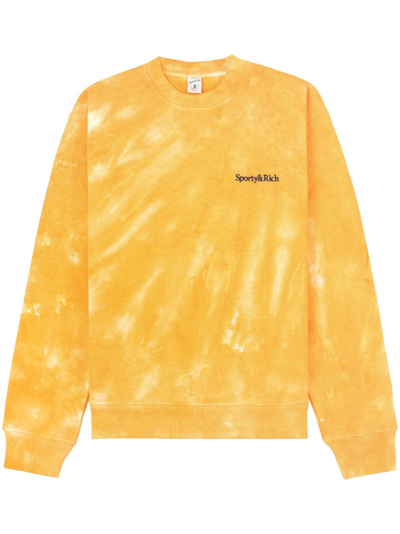 Sporty And Rich Logo-embroidered Tie-dye Sweatshirt In Yellow