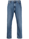 CALVIN KLEIN LOGO-PATCH MID-RISE TAPERED JEANS