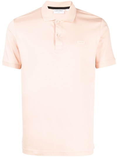 Calvin Klein Logo-patch Cotton Polo Shirt In Pink