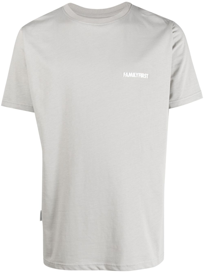 Family First Logo-print Cotton T-shirt In Grey