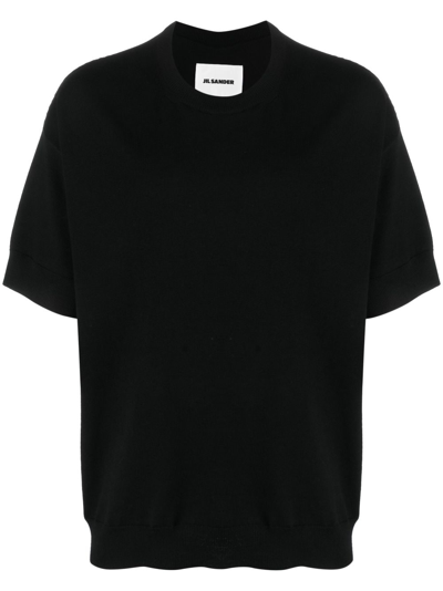 Jil Sander Short-sleeve Wool Jumper In Black