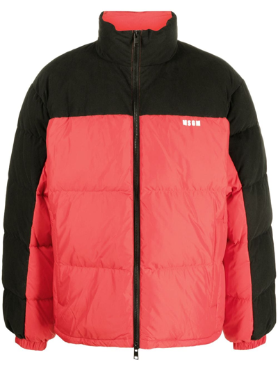 Msgm Logo-patch Two-design Jacket In Red