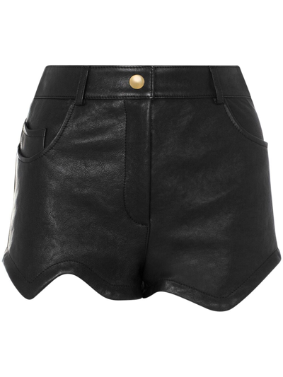 Moschino Asymmetric-hem Leather Mini Skirt In Black